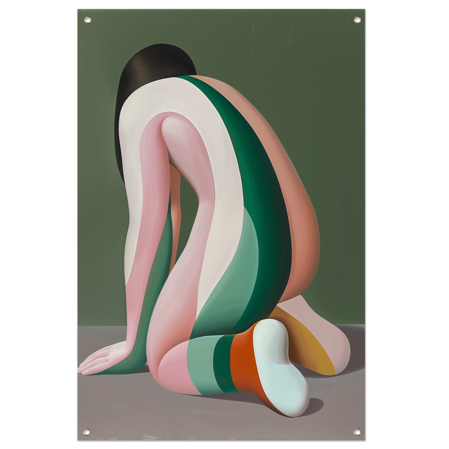 Abstract Vrouw in Gekleurde Strepen tuinposter