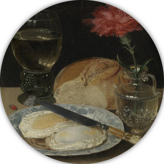 Stilleven met gebakken eieren - Georg Flegel aluminium muurcirkel