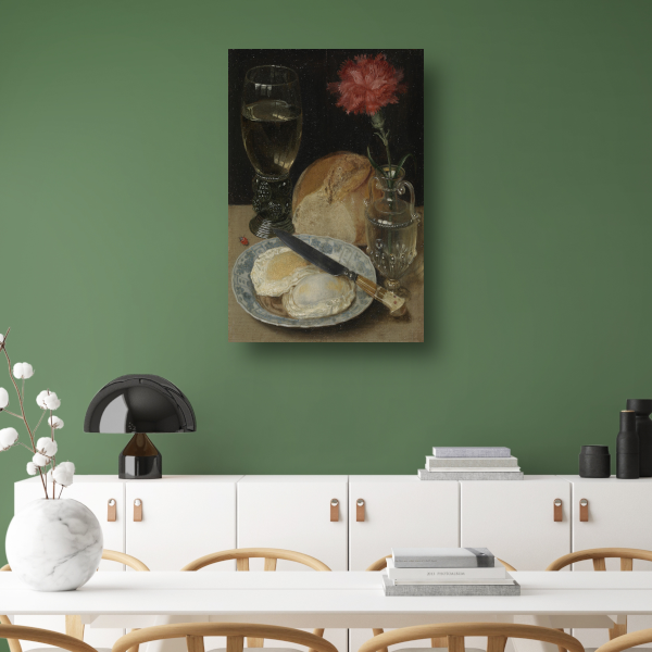 Stilleven met gebakken eieren - Georg Flegel canvas met baklijst