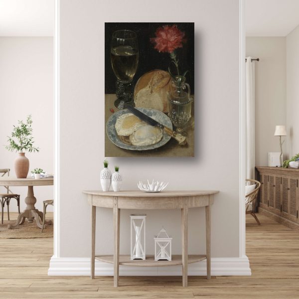 Stilleven met gebakken eieren - Georg Flegel canvas met baklijst