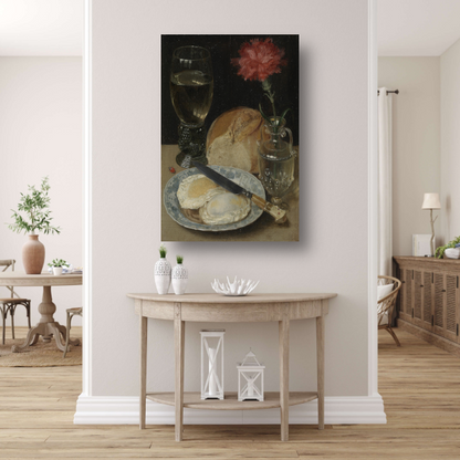 Stilleven met gebakken eieren - Georg Flegel canvas met baklijst