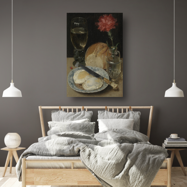 Stilleven met gebakken eieren - Georg Flegel canvas met baklijst