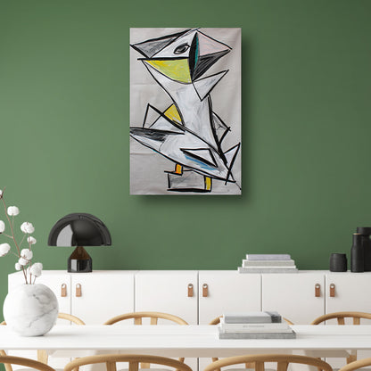 Abstract geometrisch vogel kunstwerk met kleuren poster