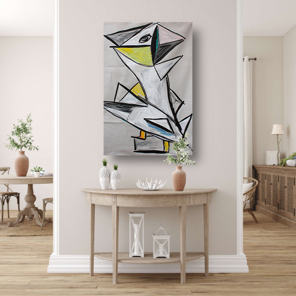 Abstract geometrisch vogel kunstwerk met kleuren poster