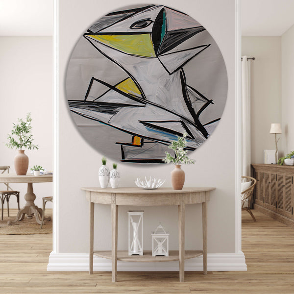 Abstract geometrisch vogel kunstwerk met kleuren forex muurcirkel