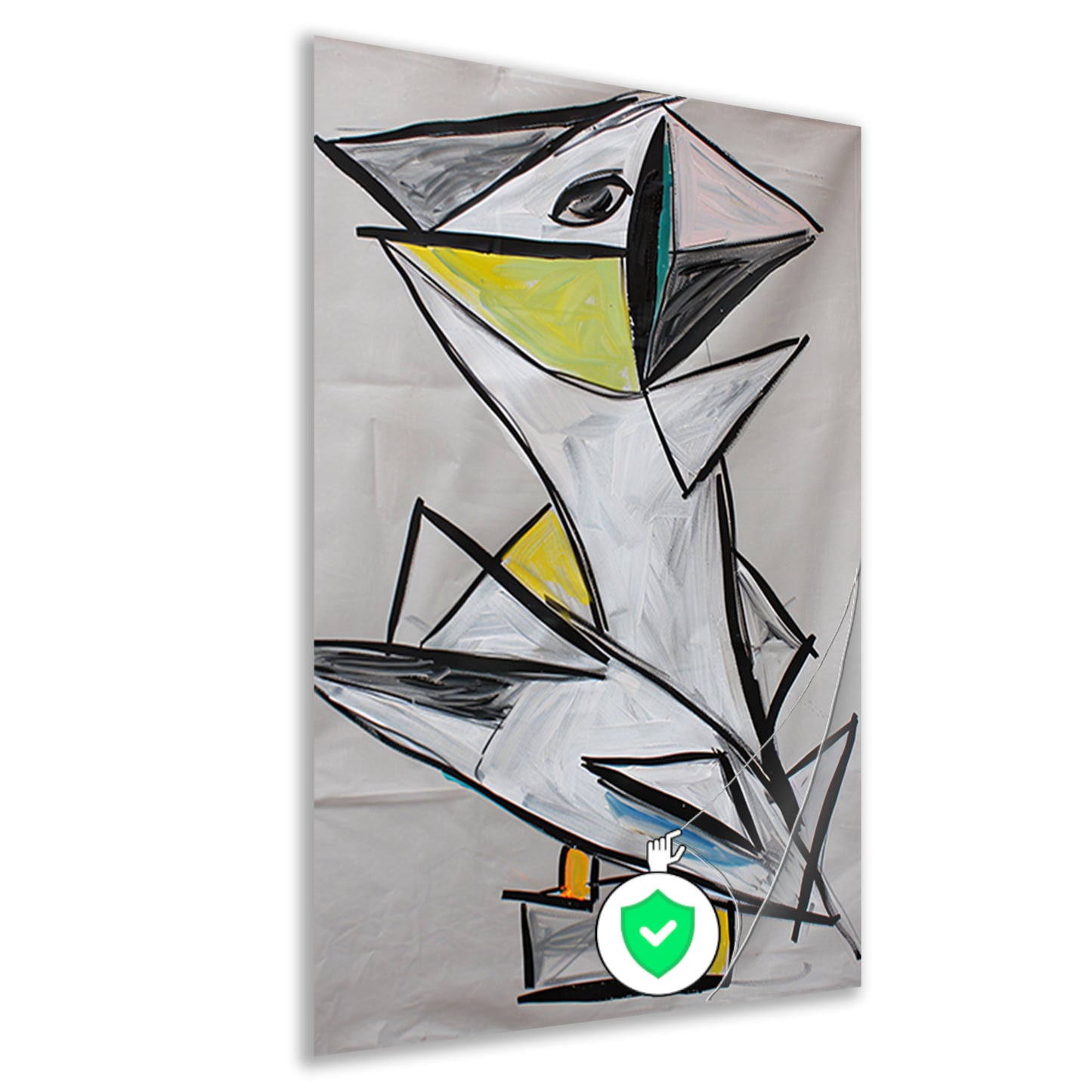 Abstract geometrisch vogel kunstwerk met kleuren poster