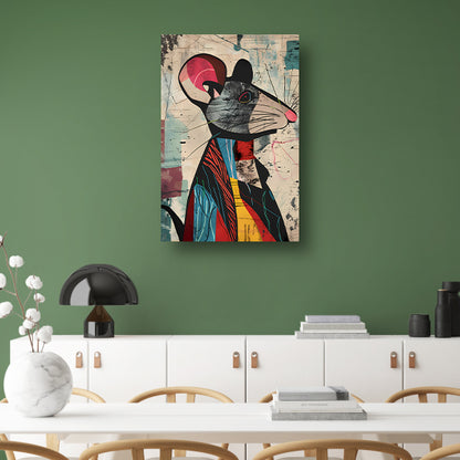 Abstract muis met levendige kleuren canvas met baklijst