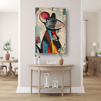 Abstract muis met levendige kleuren canvas met baklijst