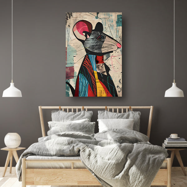 Abstract muis met levendige kleuren canvas met baklijst