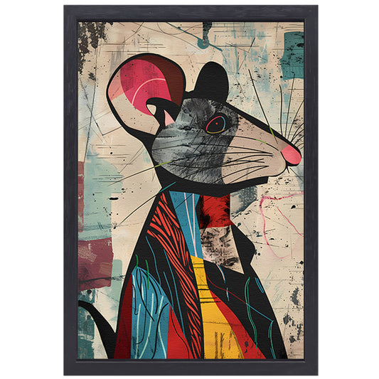 Abstract muis met levendige kleuren canvas met baklijst