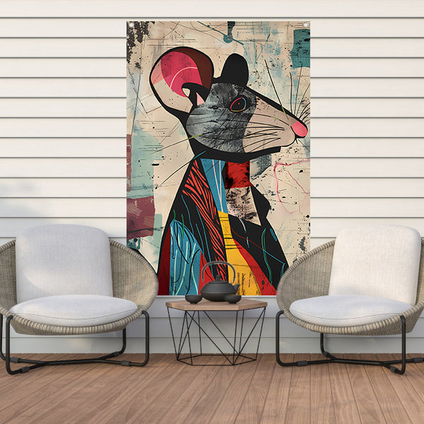 Abstract muis met levendige kleuren tuinposter