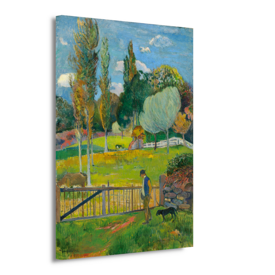 Boer en zijn hond bij een hek - Paul Gauguin canvas