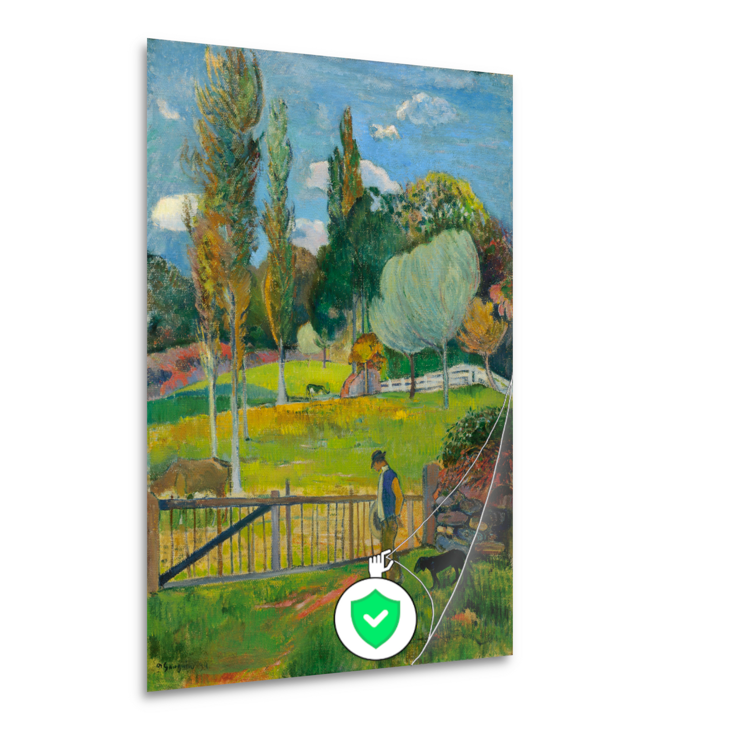 Boer en zijn hond bij een hek - Paul Gauguin poster
