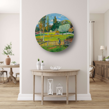 Boer en zijn hond bij een hek - Paul Gauguin forex muurcirkel