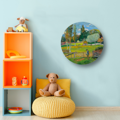 Boer en zijn hond bij een hek - Paul Gauguin forex muurcirkel