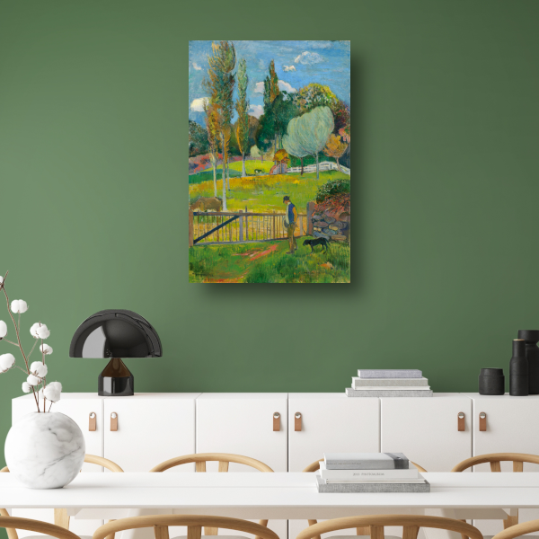 Boer en zijn hond bij een hek - Paul Gauguin poster