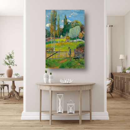 Boer en zijn hond bij een hek - Paul Gauguin poster