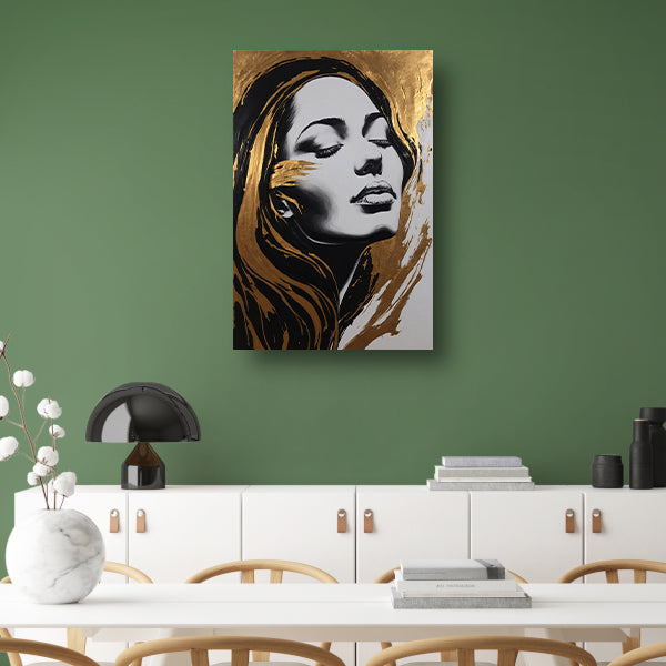 Portret van Vrouw met Gouden Slierten poster