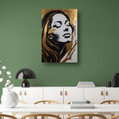 Portret van Vrouw met Gouden Slierten poster