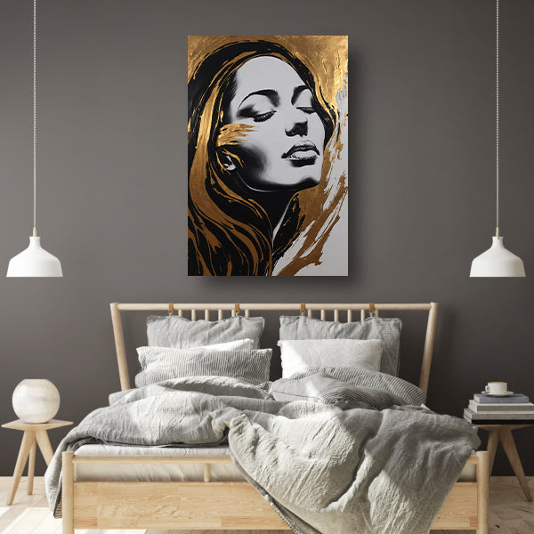 Portret van Vrouw met Gouden Slierten poster