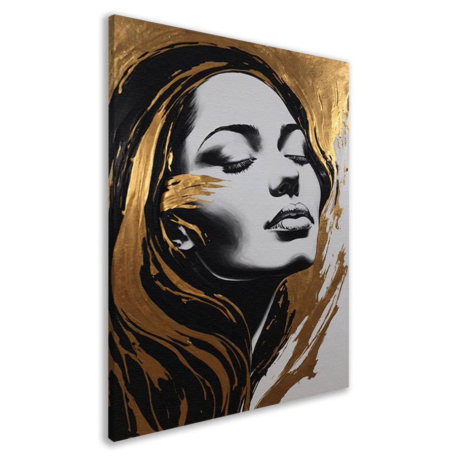 Portret van Vrouw met Gouden Slierten canvas