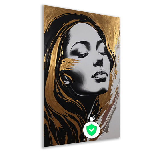 Portret van Vrouw met Gouden Slierten poster