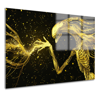 Gouden wezens in kosmische confrontatie acrylglas