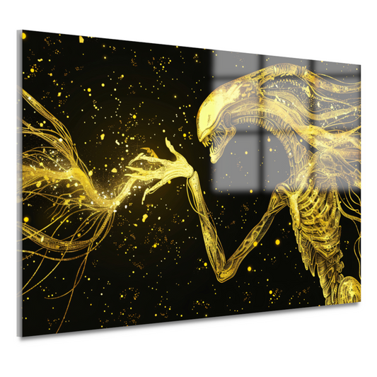 Gouden wezens in kosmische confrontatie acrylglas