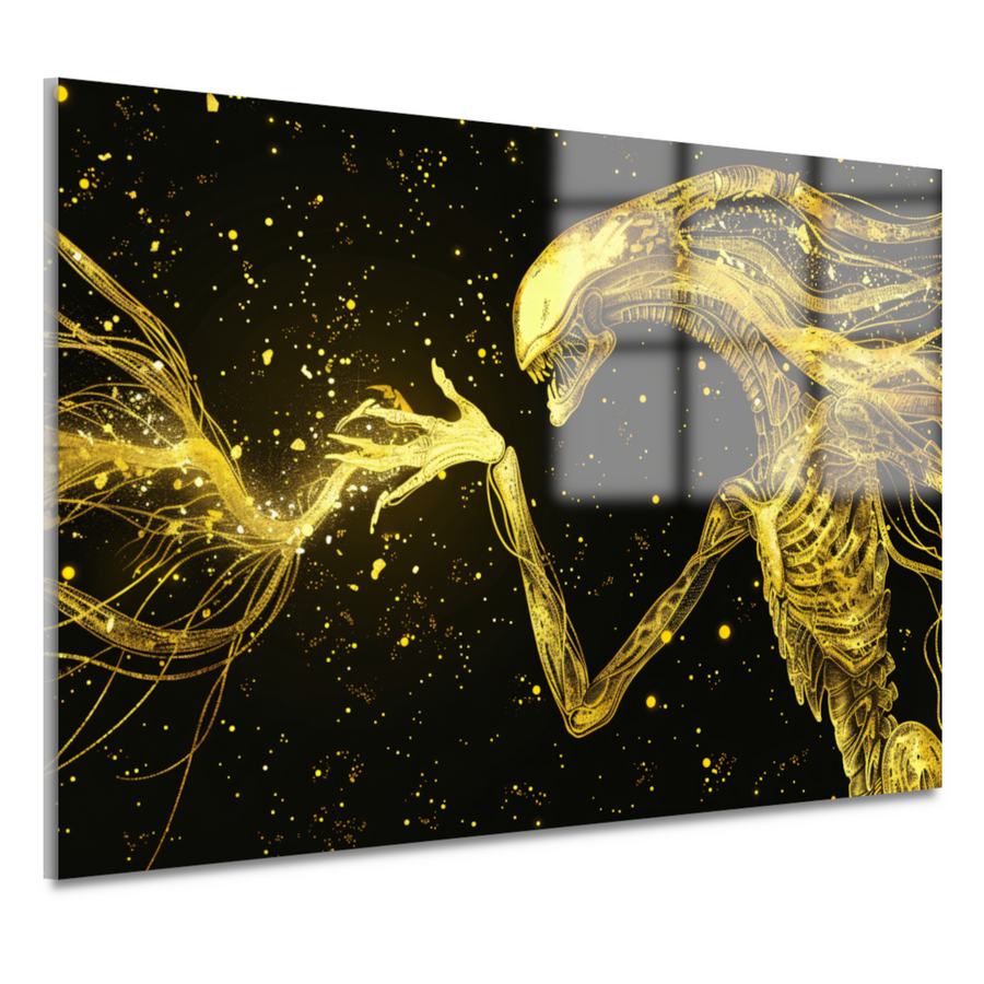 Gouden wezens in kosmische confrontatie acrylglas