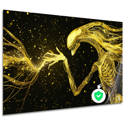 Gouden wezens in kosmische confrontatie poster