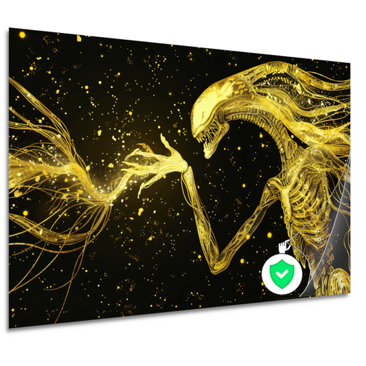 Gouden wezens in kosmische confrontatie poster