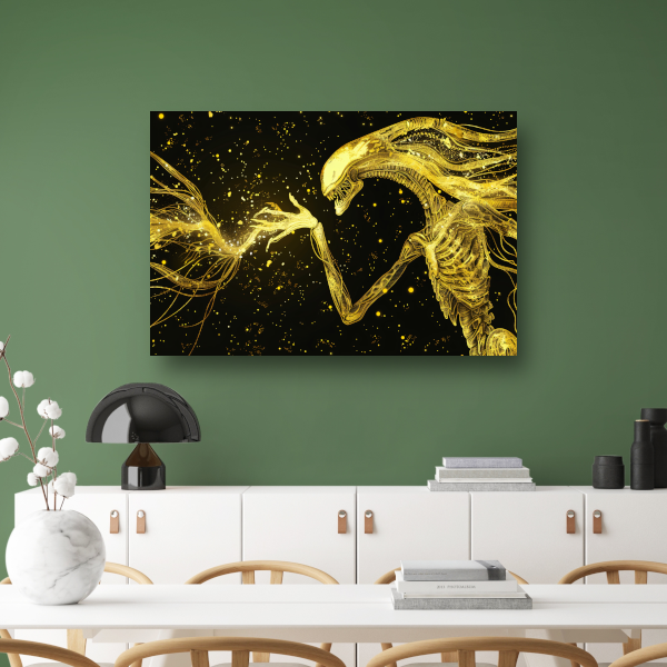 Gouden wezens in kosmische confrontatie acrylglas