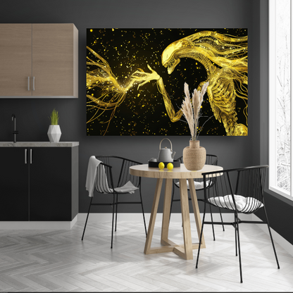 Gouden wezens in kosmische confrontatie acrylglas