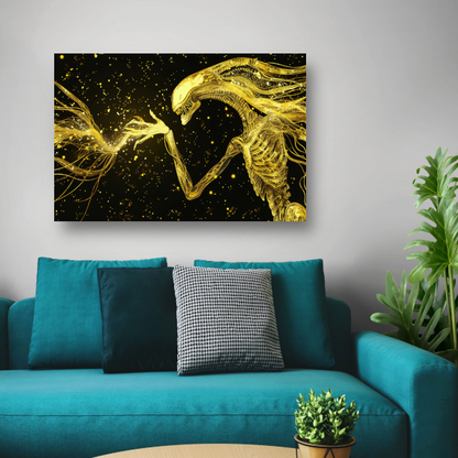 Gouden wezens in kosmische confrontatie poster