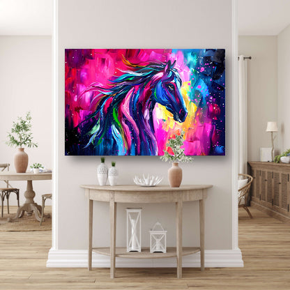 Kleurrijk abstract schilderij van paard poster