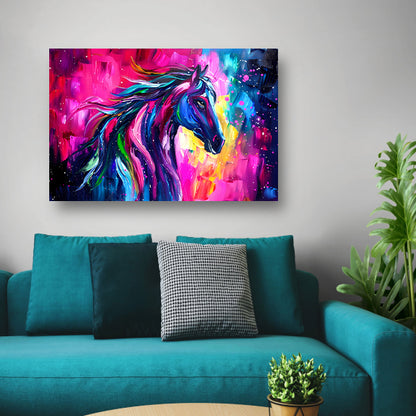 Kleurrijk abstract schilderij van paard poster