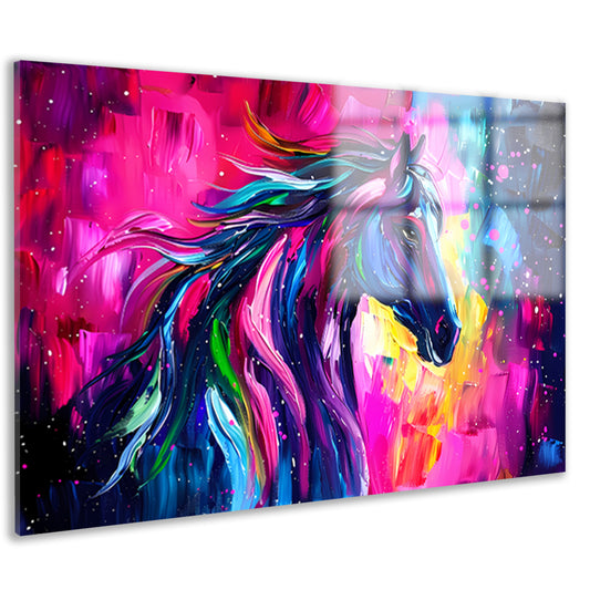 Kleurrijk abstract schilderij van paard acrylglas