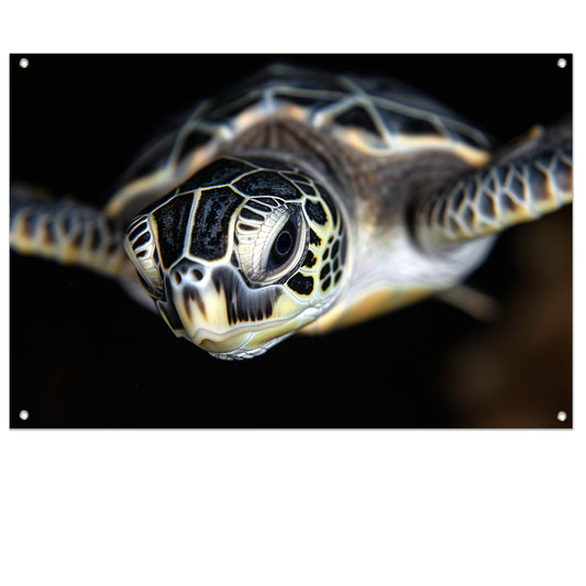 Zeeschildpad in azuurblauw tuinposter