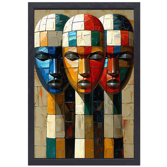 Kleurrijke abstracte maskers met blokken canvas met baklijst