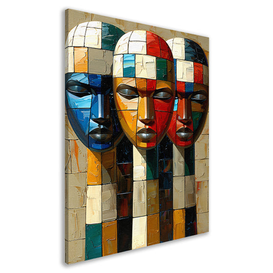 Kleurrijke abstracte maskers met blokken canvas