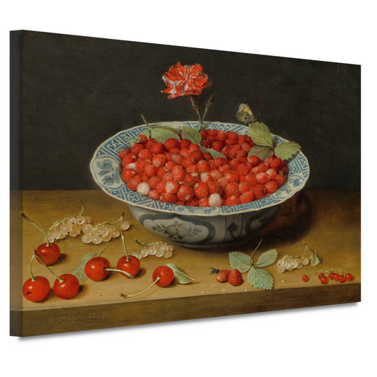 Stilleven met aardbeien in een porseleinen kom - Jacob van Hulsdonck canvas