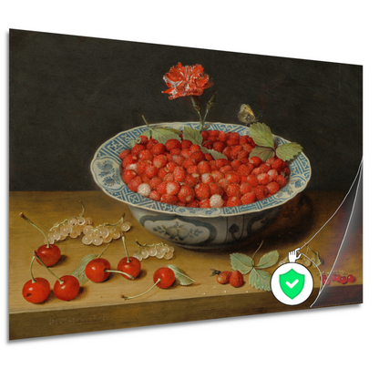 Stilleven met aardbeien in een porseleinen kom - Jacob van Hulsdonck poster