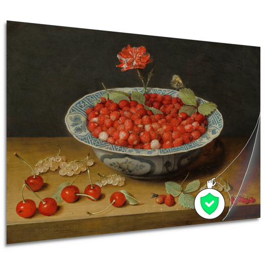Stilleven met aardbeien in een porseleinen kom - Jacob van Hulsdonck poster