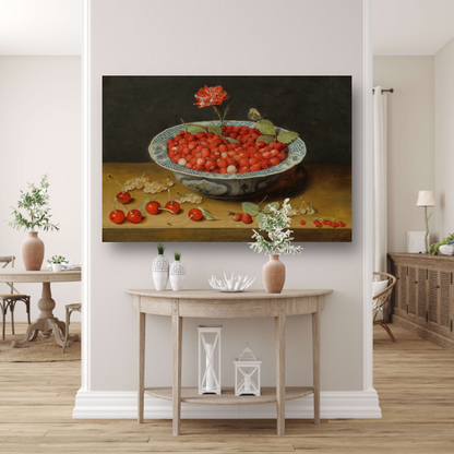 Stilleven met aardbeien in een porseleinen kom - Jacob van Hulsdonck poster