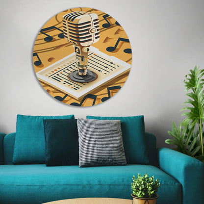 Gouden Microfoon met Notenbalk in Art Deco Stijl forex muurcirkel