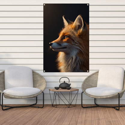 Intense blik van een majestueuze vos tuinposter