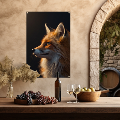 Intense blik van een majestueuze vos tuinposter