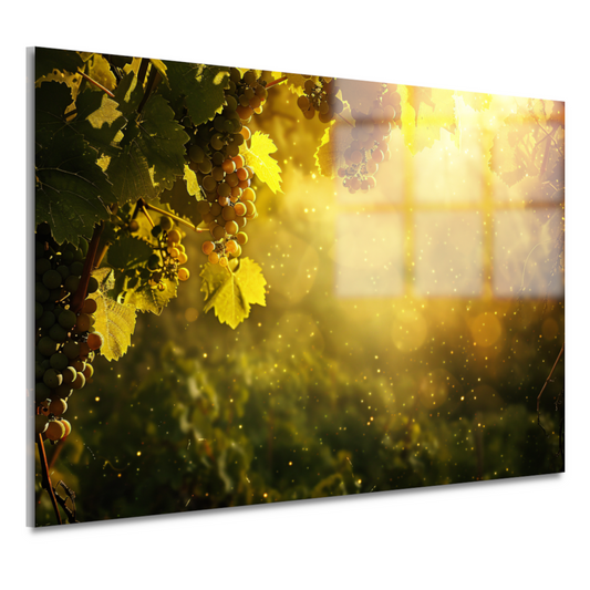 Gouden lichtval over wijngaard bij zonsondergang acrylglas