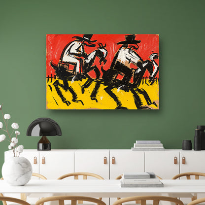 Expressieve ruiters in de woestijn poster