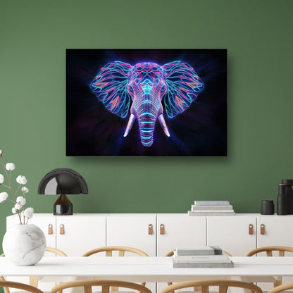 Neon holografische olifant met futuristische kleuren poster